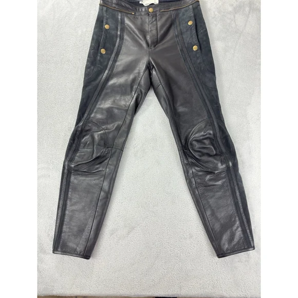Chloe Women's Size 36 EU 100% Calfskin Leather Rare Designer Ankle Zip Pants - Picture 15 of 16